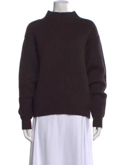 Pre-owned Twp Merino Wool Mock Neck Sweater In Brown
