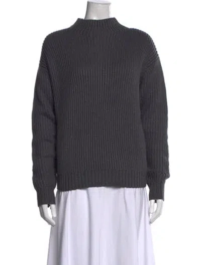 Pre-owned Twp Merino Wool Mock Neck Sweater In Grey