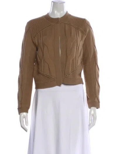 Pre-owned Twp Merino Wool Open Front Sweater In Brown