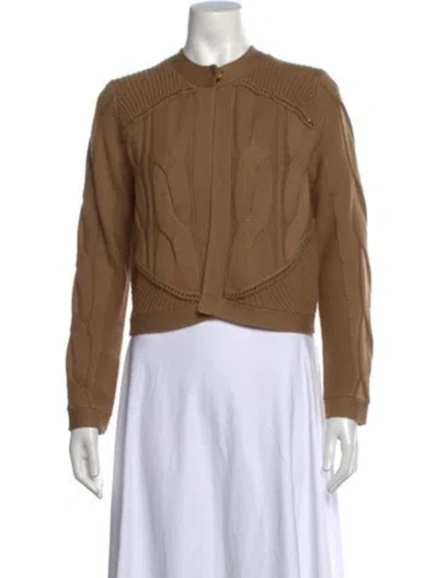 Pre-owned Twp Merino Wool Open Front Sweater In Brown