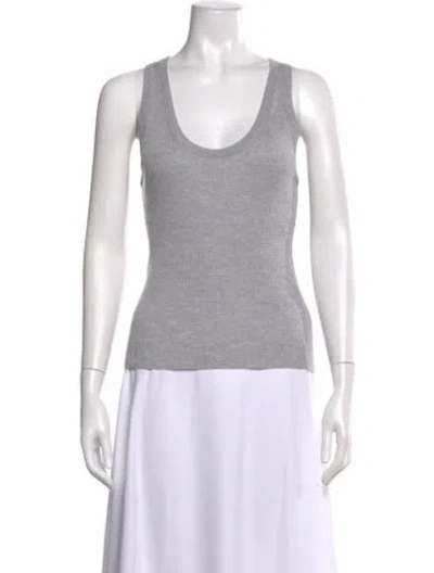 Pre-owned Twp Merino Wool Scoop Neck Top In Gray