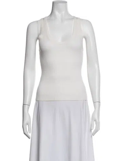 Pre-owned Twp Merino Wool Scoop Neck Top In White
