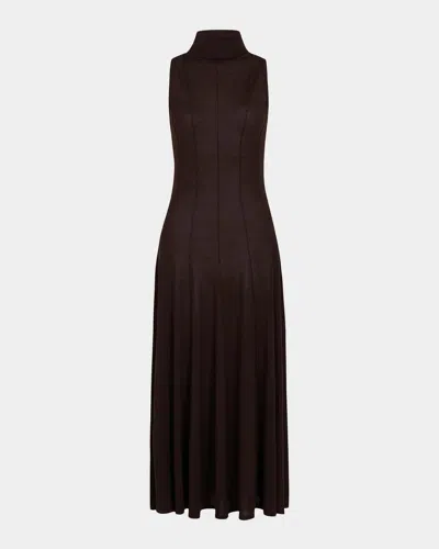 Twp Funnel Neck Sleeveless Wool Dress After Dark In Brown