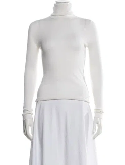 Pre-owned Twp Merino Wool Turtleneck Top In White