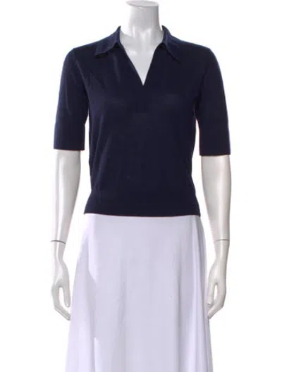 Pre-owned Twp Merino Wool V-neck Sweater In Blue