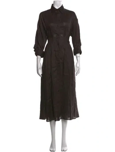 Pre-owned Twp Midi Length Dress In Brown