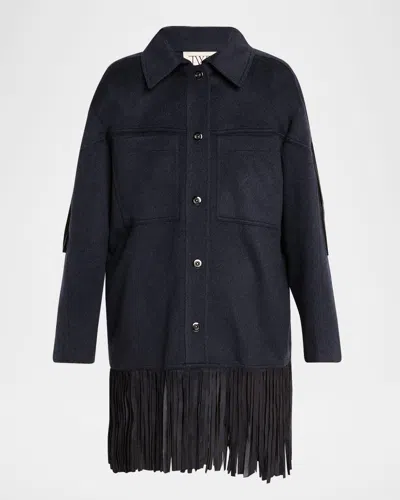 Twp Midnight Cowboy Fringe-trim Cashmere Jacket In Blue