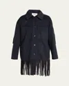 Twp Midnight Cowboy Fringe-trim Cashmere Jacket In Blue