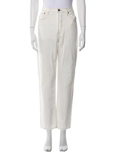 Pre-owned Twp Mid-rise Straight Leg Jeans In White