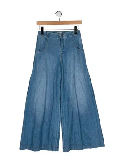 Pre-owned Twp Mid-rise Wide Leg Jeans In Blue