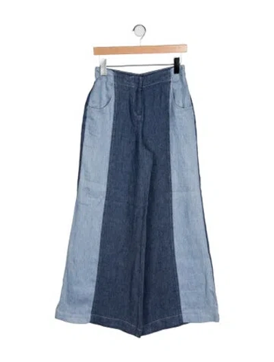 Pre-owned Twp Mid-rise Wide Leg Jeans In Blue