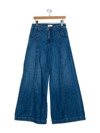 Pre-owned Twp Mid-rise Wide Leg Jeans In Blue