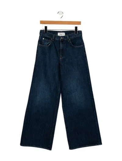 Pre-owned Twp Mid-rise Wide Leg Jeans In Blue