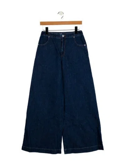 Pre-owned Twp Mid-rise Wide Leg Jeans In Blue