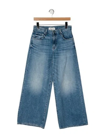 Pre-owned Twp Mid-rise Wide Leg Jeans In Blue
