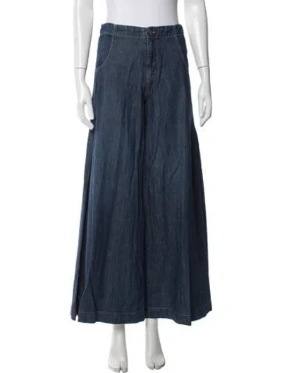 Pre-owned Twp Mid-rise Wide Leg Jeans In Blue