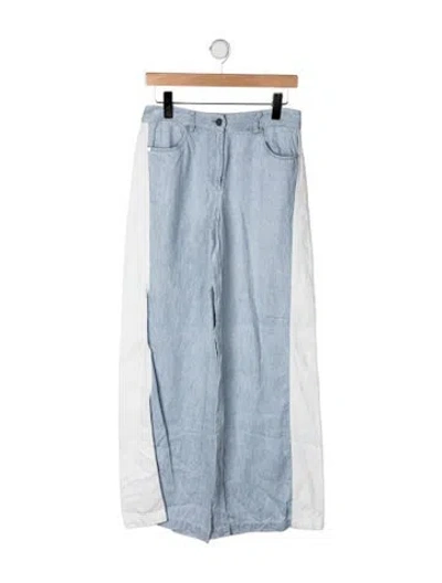 Pre-owned Twp Mid-rise Wide Leg Jeans In Blue