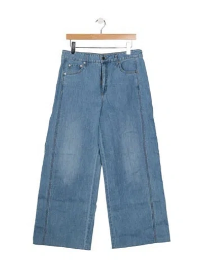 Pre-owned Twp Mid-rise Wide Leg Jeans In Blue