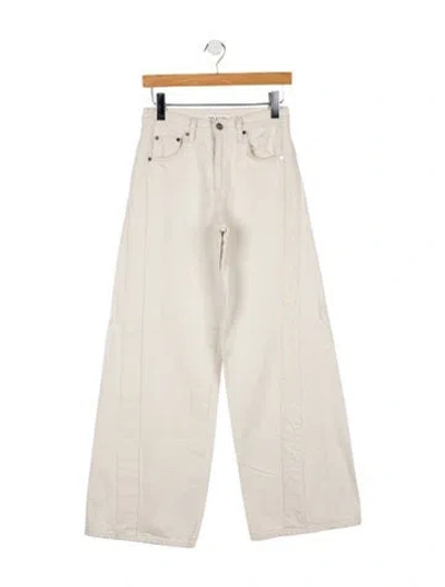 Pre-owned Twp Mid-rise Wide Leg Jeans In White
