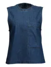 Twp Mikala Pocket Denim Top In Blue