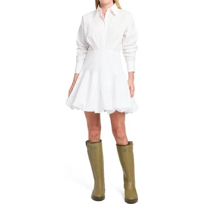 Twp Mila Cotton Poplin Bubble Hem Shirtdress In White