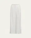 Twp Womens White Stevie Pleated Wide-leg High-rise Woven-blend Trousers