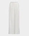 Twp Womens White Stevie Pleated Wide-leg High-rise Woven-blend Trousers