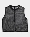Twp Mini Sequined Netting Muscle Tank In Black