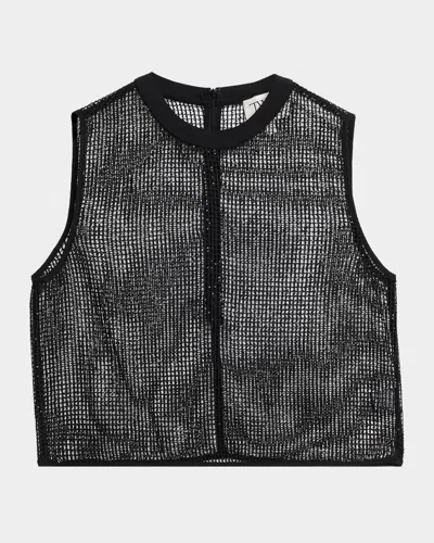 Twp Mini Sequined Netting Muscle Tank In Black