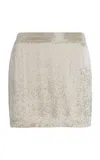 Twp Minnie Beaded Silk Mini Skirt In Ivory