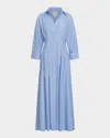 Twp Mm Pleated Maxi Shirtdress In Oxford Blue