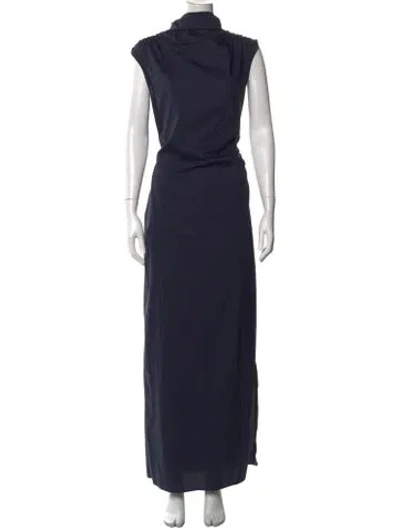 Pre-owned Twp Mock Neck Long Dress In Blue
