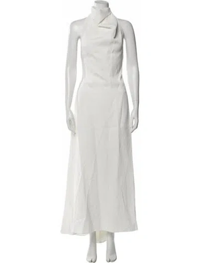 Pre-owned Twp Mock Neck Long Dress In White