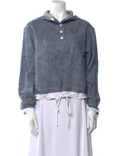 Pre-owned Twp Mock Neck Long Sleeve Sweatshirt In Blue