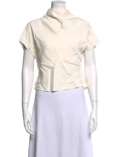 Pre-owned Twp Mock Neck Short Sleeve Top In Neutral