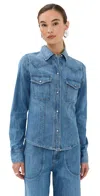 Twp Mustang Sally Buttondown Vintage Wash In Blue