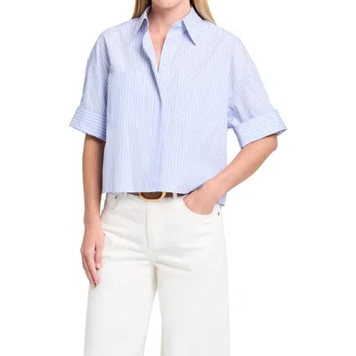 Twp My Newest Mistake Pinstripe Button-up Shirt In Blue