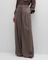 Twp New Didi Pleat Wool Blend Wide Leg Pants In Gray