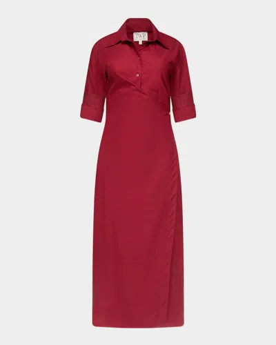 Twp New Earl Maxi Shirtdress In Karanda Red