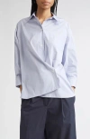 Twp New Earl Pinstripe Button-up Shirt In Blue