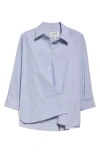 Twp New Earl Pinstripe Button-up Shirt In White/blue