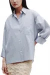 Twp New Earl Pinstripe Button-up Shirt In Blue