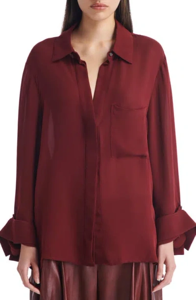 Twp New Morning After Silk Button-up Shirt In Warm Brick