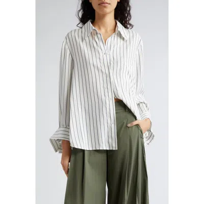 TWP TWP NEW MORNING AFTER STRIPE SILK BUTTON-UP SHIRT