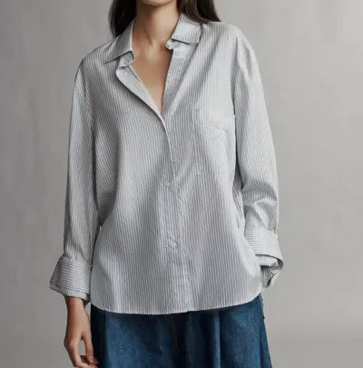 Twp New Morning Aftershirt In Silk Metallic Stripe In Indigo In Multi