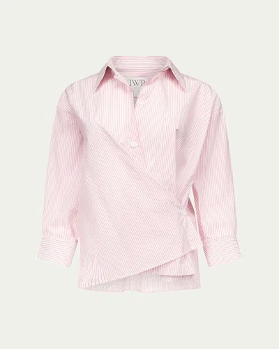 Twp Newest Earl Striped Asymmetric Button-front Shirt In Multi