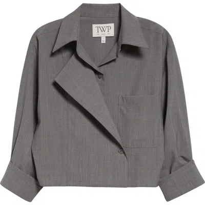 Twp Next Chapter Stretch Wool Button-up Shirt In Medium Heather Grey