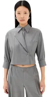 Twp Next Chapter Stretch Wool Button-up Shirt In Medium Heather Grey