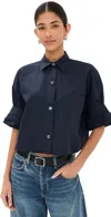 Twp Next Ex Cropped Shirt In Superfine Cotton In Blue