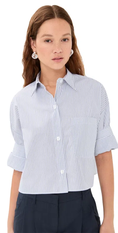 Twp Next Ex Button Down Shirt White/midnight In Blue